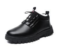 Botas de invierno con caña alta, forro interior cálido, botas de uso diario resistentes para climas fríos, adecuadas para paseos al aire libre, ocio, Negro , 42 EU