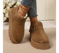 Botas de Invierno con Gruesa y Punta Redonda - Tacón , Antideslizante, Parte Superior de Tela de Color Sólido para Frío, Adecuadas para Outfits Casuales y Semi-Formales, Zapatos para Mujer