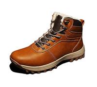 Botas de Invierno de Cuero de Microfibra para Hombre, Botines CáLidos de Piel Gruesa, Calzado de Trabajo para Hombres, Botas de Nieve Impermeables de Talla Grande 36~48,Bronze-46