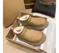 Botas de invierno de piel para mujer, de marca, estilo australiano, con punta redonda y tacón plano, de felpa, estilo Lolita, para nieve, 20