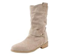 Botas de invierno de tacón alto con cremallera para exteriores, a la moda, clásicas, negras, con malla de tacón grueso, transpirables, para mujer, tacones gruesos, beige, 39 EU