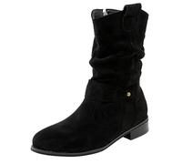 Botas de invierno de tacón alto con cremallera para exteriores, a la moda, clásicas, negras, con malla de tacón grueso, transpirables, para mujer, tacones gruesos, Black, 38.5 EU