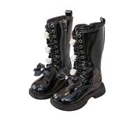 Botas de invierno genéricas con cordones y cremallera, botas de combate ecuestres para niña - Bebé/niño, Negro , 30 EU