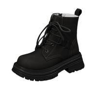 Botas de invierno gruesas de estilo británico para mujer, de ajuste ancho, de piel Chelsea, fáciles de limpiar, días lluviosos, pasear al perro, vaquero, para mujer, hasta la rodilla, imitación, Black
