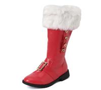 Botas de Invierno Media Caña Gamuza Mujer Taconadas Cómodas Sin Cordones para Ocasiones Informales Vacaciones y Casual Diario (Red-1, 41)