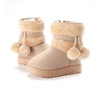 Botas de invierno mediados de pantorrilla para niños, forro de piel sintética cálido, para niños y niñas, modelo clásico de nieve, beige, 30 EU