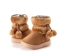 Botas de invierno mediados de pantorrilla para niños, forro de piel sintética cálido, para niños y niñas, modelo clásico de nieve, caqui, 30 EU