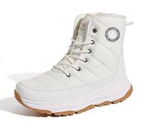 Botas De Invierno Para Hombre, Botines De Nieve Resistentes Al Agua Con Forro Térmico, Suela Antideslizante, Cierre Con Cordones Para Ciudad, Trabajo Y Senderismo Blanco 46 EU