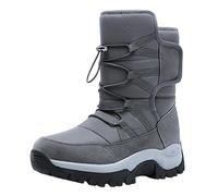 Botas de invierno para hombre con suela gruesa de perfil cálido, forro de felpa para actividades al aire libre, días fríos de nieve, gris oscuro, 42 EU