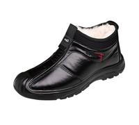 Botas de invierno para hombre de piel, impermeables, botas de nieve retro, botas de invierno con forro polar forradas para el calor, botas térmicas antideslizantes, cómodas botas para la temporada de