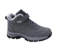 Botas de invierno para hombre, forradas, impermeables, cálidas, ergonómicas, antideslizantes, de caña corta, con cuña, punta redonda, botas de entretiempo, unisex, gris oscuro, 39 EU