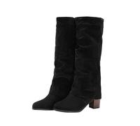 Botas de invierno para mujer 39 negras - Botas de invierno para mujer 42 Zapatos de mujer elegantes botas elegantes botas de piel de ante hasta la rodilla Botas ligeras cálidas de invierno botas