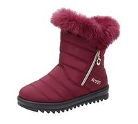 Botas de invierno para mujer, botas altas de nieve, cómodas y cálidas, resistentes al agua, antideslizantes, impermeables, botas de senderismo, botas térmicas de nieve, Vino, 39 EU