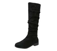 Botas De Invierno Para Mujer Botas Cavalier Botas a Media Pantorrilla Botas Con Cordones De Gamuza Botas Altas De Tacón Grueso Bck 40