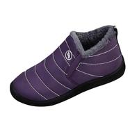 Botas de invierno para mujer, clásicas, forradas, con suela plana, botines de forro polar, resistentes al agua, botas térmicas antideslizantes con cremallera para exteriores, Dark Purple1, 36 EU