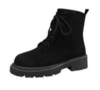 Botas de invierno para mujer, con plataforma, botas de nieve para mujer, elegantes, cálidas, antideslizantes, con cordones, tacón bajo, botines ligeros, botas de entretiempo con arco, botas de vaquero