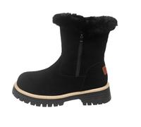 Botas de invierno para mujer, de ante monocolor, con suela de plataforma, forradas con calor, con cremallera lateral, botas para clima frío con forro suave, 01 negro, 38.5 EU