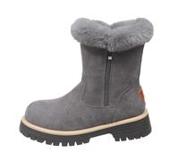 Botas de invierno para mujer, de ante monocolor, con suela de plataforma, forradas con calor, con cremallera lateral, botas para clima frío con forro suave, 03 gris., 40.5 EU