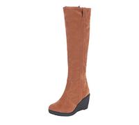 Botas de invierno para mujer forradas cálidas, cómodas y antideslizantes, botas de caña larga para mujer, elegantes botas térmicas de color sólido para la rodilla, botas informales para el tiempo