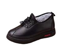 Botas de invierno para mujer, forradas, de piel, bajas, térmicas, cortas, cálidas, de invierno, antideslizantes, para senderismo, senderismo, trabajo, tiempo libre, Negro , 36 EU