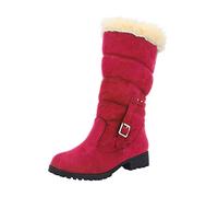Botas de invierno para mujer, forradas, elegantes, botas de nieve para mujer, 39, botas de peluche, botas ligeras, tacones, medias botas, elegantes, zapatos cálidos, hebilla de cinturón, botas hasta