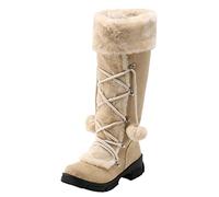 Botas de invierno para mujer, forro cálido, botas de nieve lindas para niñas, versátiles, de softshell, para uso diario, ultra cómodas, zapatos descalzos, retros, botas de, beige, 39 EU