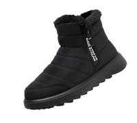 Botas de invierno para mujer, impermeables, con forro cálido, botas de nieve de invierno, botas de caña corta para exteriores, botines antideslizantes con cremallera lateral, Negro , 36 EU
