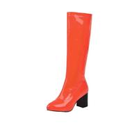 Botas de invierno para mujer, impermeables, hasta la rodilla, de tacón bajo, de charol, con plataforma, informales, de entretiempo, para boda, botas de mujer, botas largas, naranja, 44 EU