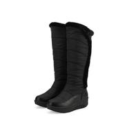 Botas De Invierno Para Mujer, Modernas Botas Altas De Nieve Con Forro Cálido Tacón Cuña Impermeables Y Antideslizantes Cómodas Botas De Nieve Para Uso Diario Fiestas Al Aire Libre,Negro,37 EU
