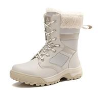 Botas de invierno para niñas adolescentes y mujeres, botas de tobillo cálidas gruesas hasta la rodilla, de gamuza fácil de poner en el camino del perro, para oficina, vaquero, para mujer, piel