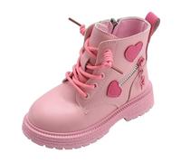 Botas de invierno para niñas Botas infantiles con cordones Cremallera cómodas botas cálidas para días fríos Diseños de moda, Rosa., 33 EU