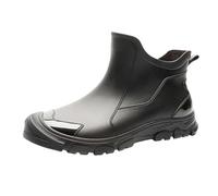 Botas de jardín para hombre, de verano, ligeras, impermeables, tallas grandes, cortas, antideslizantes, de un solo color, botas bajas, Negro , 41 EU