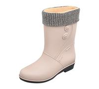 Botas de jardinería para niña cómodas botas de lluvia ligeras de tobillo botas de lluvia de exterior satinadas botas de goma a prueba de accidentes, beige, 39 EU