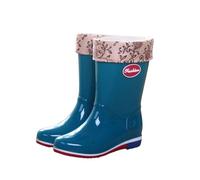 Botas de lluvia a media pantorrilla para mujer, con cuello floral, impermeables, para el bienestar, elegantes, brillantes, para clima húmedo, informales, para caminar diariamente, zapatos de jardín