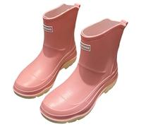 Botas de lluvia a media pantorrilla para mujer, impermeables, informales, para el bienestar, elegantes zapatos para clima húmedo con suela de contraste, zapatos diarios para caminar al aire libre
