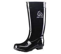 Botas de lluvia altas para hombre, impermeables, antideslizantes, negras, de PVC, para trabajo al libre, botas de goma Botines Mujer Botas Cana Mujer (Black, 41)