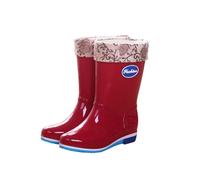 Botas de lluvia antideslizantes extra anchas botas de senderismo impermeables ligeras caminatas con el perro verano chanclas para jardinería mujer transpirable cómodo, rojo, 37 EU
