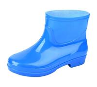 Botas de lluvia brillantes al tobillo para mujer, impermeables, cortas, para el bienestar, informales, diarias, para clima húmedo, para mujer, elegantes, para caminar, jardín y festivales, Blue, 39.5
