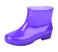 Botas de lluvia brillantes al tobillo para mujer, impermeables, cortas, para el bienestar, informales, diarias, para clima húmedo, para mujer, elegantes, para caminar, jardín y festivales, Purple