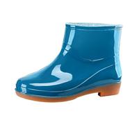 Botas de lluvia brillantes para mujer, impermeables, informales, cortas, botas de agua para mujer, elegantes botines para clima húmedo, para uso diario, al aire libre, caminar, jardinería y ocio, Blue