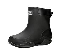 Botas de lluvia casuales con suela ondulada para mujer, impermeables, a media pantorrilla, zapatos elegantes para clima húmedo para uso diario, caminar, festivales y ocio urbano, Black, 38 EU