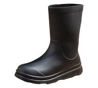Botas de lluvia casuales para mujer, con caña de punto, impermeables, a media pantorrilla, para uso diario, al aire libre, zapatos elegantes para caminar y jardín, Black, 38 EU