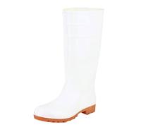 Botas de lluvia clásicas altas para hombre, impermeables, botas de agua de jardín, retro, color negro, zapatos largos de barro para pasear al perro, festivales de pesca, White, 39 2/3 EU
