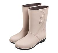Botas de lluvia con forro cálido para mujer, botines de tacón bajo antideslizantes hasta la rodilla de color sólido Ropa Interior compatible with Moto Zapatos Invierno Mujer (Khaki, 38)