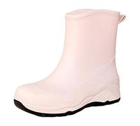 Botas de lluvia cortas para mujer, bota de lluvia para mujer, botas de jardín para mujer, de goma, para trabajar con comodidad, color amarillo, talla 41, Blanco, 40 EU