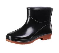 Botas de lluvia cortas para mujer, tacón en bloque, impermeables, para jardín, lluvia, botas de goma, antideslizantes, de caña corta, botas de pesca, para exteriores, Negro , 41 EU