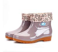 Botas de lluvia de alta calidad impermeables antideslizantes para mujer Galoschen punta redonda Suela plana para actividades deportivas Uso diario en tiempo lluvioso Material de goma 2026, beige, 40