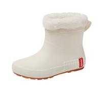 Botas de lluvia de barril medio para estudiantes, cálidas, no se desgastan, zapatos de agua de terciopelo, zapatos de goma iluminados, botas de lluvia para mujer, d, 39 EU