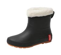 Botas de lluvia de barril medio para estudiantes, cálidas, no se desgastan, zapatos de agua de terciopelo, zapatos de goma iluminados, botas de lluvia para mujer, Black, 37.5 EU