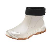 Botas de lluvia de color liso, de caña baja, extraíbles y con forro polar, para exteriores, para vadear en el agua y clima húmedo. (Beige, 36)